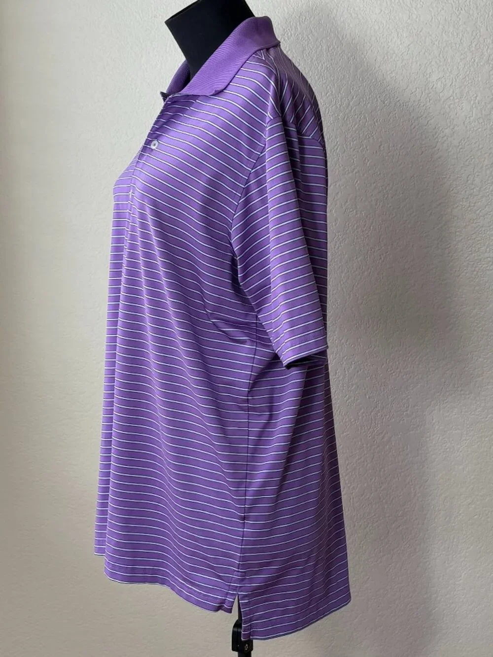 Victoria National Golf Club Polo Shirt Mens M Purple Striped F&G Tech Golf